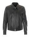 Tom Ford Leather Jacket Buttoned Cuffs Collared Front Pockets In Black