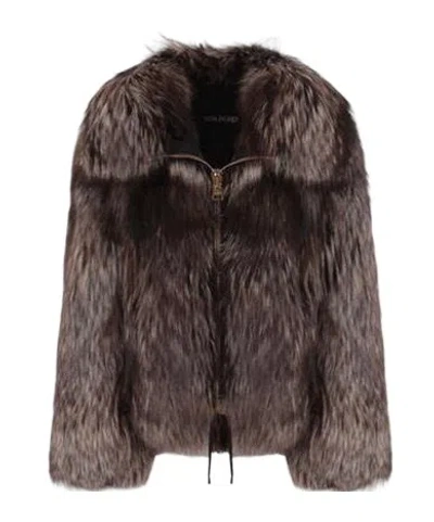 Tom Ford Long Sleeve Jacket In Brown