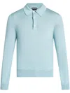 Tom Ford Long-sleeve Knitted Polo Shirt In Blau