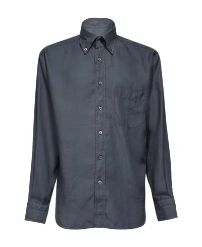 Tom Ford Long-sleeve Lyocell Shirt In Black
