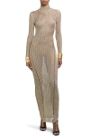 TOM FORD TOM FORD LONG SLEEVE METALLIC KNIT GOWN