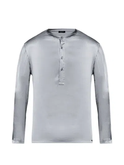 Tom Ford Long-sleeve Pajama Top In Gray