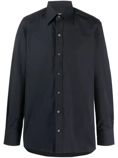 Tom Ford Long-sleeve Pointed-collar Shirt In Blau