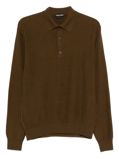Tom Ford Long-sleeve Polo Shirt In Brown