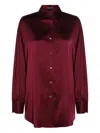 Tom Ford Camicia In Raso Di Seta Stretch Dal Taglio Rilassato In Burgundy