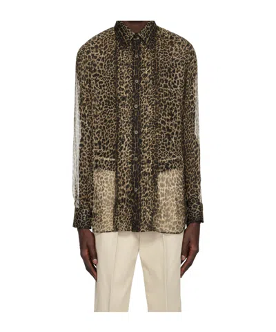 Tom Ford Long Sleeve Shirt In Animal Print