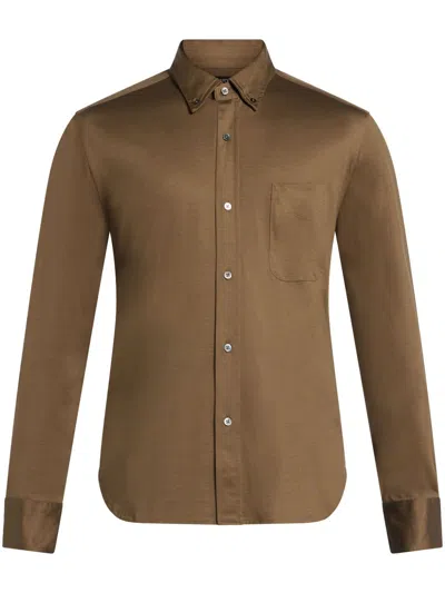 Tom Ford Long Sleeve Shirt In Brown
