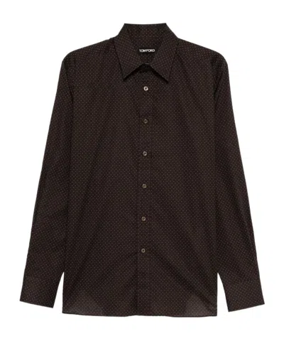 Tom Ford Long Sleeve Shirt In Brown
