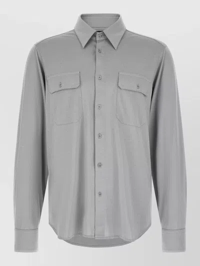 Tom Ford Long Sleeve Shirt Buttoned Cuffs Chest Pockets In White