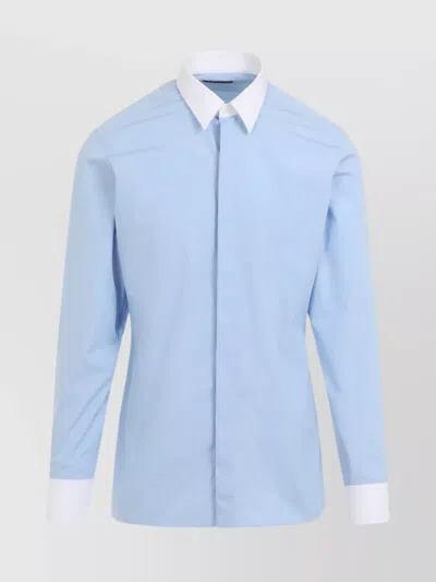 Tom Ford Long Sleeve Shirt Contrasting Collar In Blue