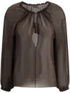 Tom Ford Georgette Blouse Tasseled Applique In Brown