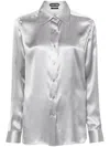 Tom Ford Grey Long-sleeve Silk Shirt In Grigio