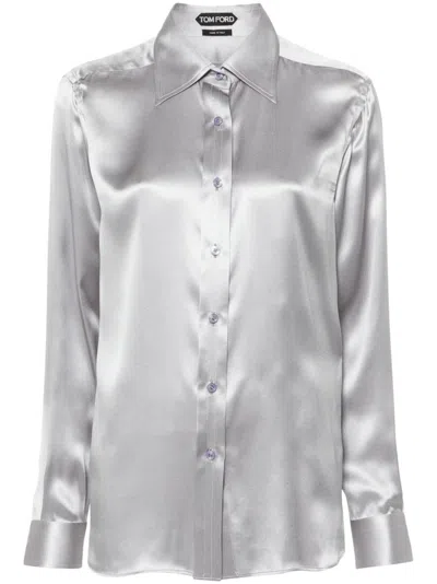 Tom Ford Grey Long-sleeve Silk Shirt