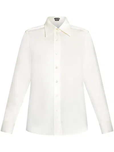 Tom Ford Long-sleeve Silk Shirt In White