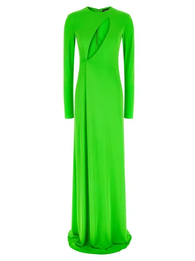 Tom Ford Long Sleeve Slash Front Evening Dresses Green