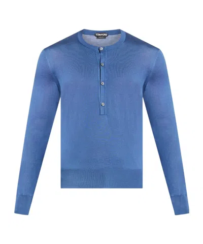 Tom Ford Long Sleeve Sweater In Blue