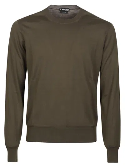 Tom Ford Long Sleeve Sweater In Dark Olive