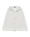 Tom Ford Slim-fit Cotton-blend Terry Zip-up Hoodie In White