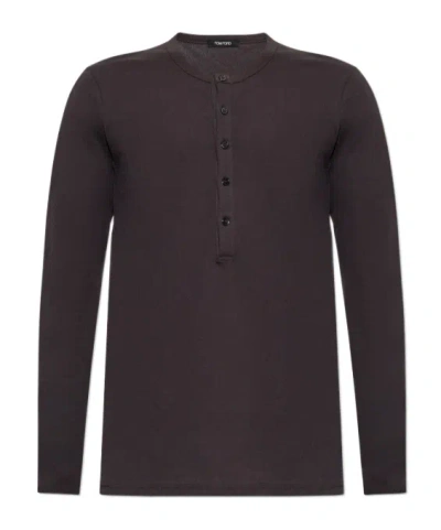 Tom Ford Long Sleeve T-shirt In Brown
