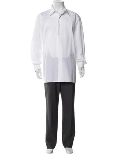 Pre-owned Tom Ford Long Sleeve Tuxedo Shirt In White