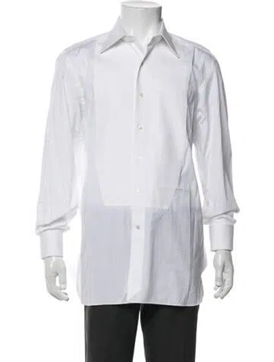 Pre-owned Tom Ford Long Sleeve Tuxedo Shirt In White