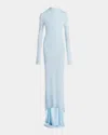 Tom Ford Crepe Jersey Long Sleeve Evening Dress Dresses Light Blue In Gray