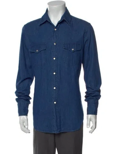 Pre-owned Tom Ford Long Sleeve Western Shirt In Blue