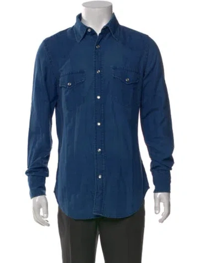 Pre-owned Tom Ford Long Sleeve Western Shirt In Blue