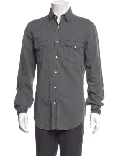 Pre-owned Tom Ford Long Sleeve Western Shirt In Gray