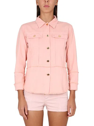 Tom Ford Cotton Denim Shirt Chest Pockets In Pink