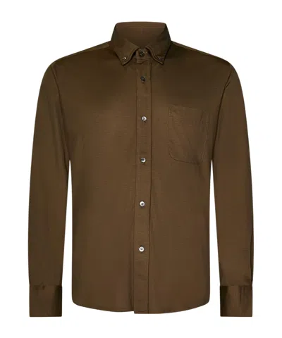 Tom Ford Long-sleeved Buttoned Shirt In Brown