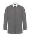 Tom Ford Cotton Shirt With Diamond Print And Contrast White Collar In Gray