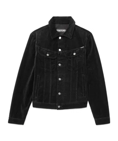 Tom Ford Long-sleeved Denim Jacket In Black