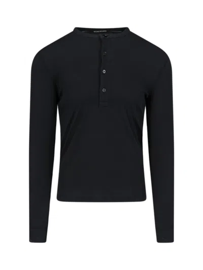 TOM FORD LONG-SLEEVED HENLEY TOP WITH BUTTONED PLACKET AND FITTED SILHOUETTE