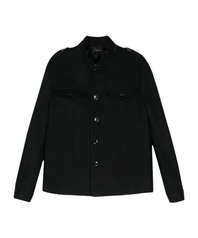 TOM FORD FELTED STAND-UP COLLAR OVERSHIRT