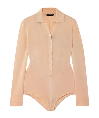 Tom Ford Long-sleeved Knitted Bodysuit In Brown