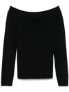 Tom Ford Long Sleeved Off The Shoulder Knitted Top In Black