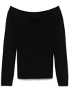 Tom Ford Long Sleeved Off The Shoulder Knitted Top In Black