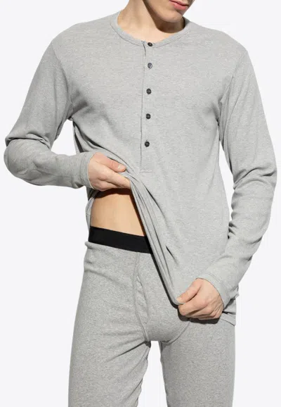 Tom Ford Long-sleeved Pajama T-shirt In Gray