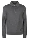 Tom Ford Grey Long-sleeved Polo Shirt With Classic Collar And Refined Trim In Gray