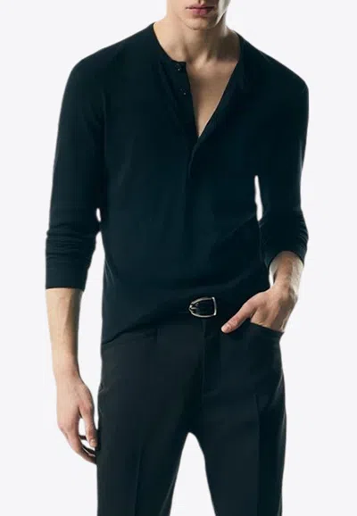 Tom Ford Long-sleeved Ribbed T-shirt In Black