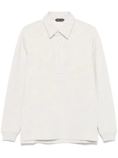 Tom Ford Long Sleeved Rugby Polo Shirt Clothing In Grey