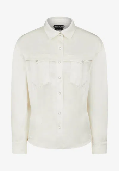 Tom Ford Long-sleeved Satin Shirt In White