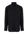 Tom Ford Black Shirt With Classic Collar In Tech Fabric Man In Black