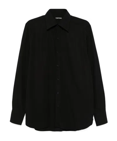 Tom Ford Long-sleeve Lyocell Blend Shirt In Black