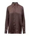 Tom Ford Fluid Charmeuse Silk Shirt In Brown