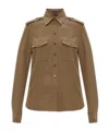 Tom Ford Silk Shirt With Shoulder Pads And Pockets In Brown