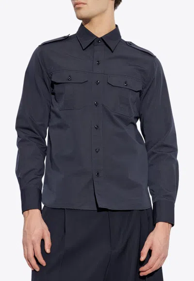 Tom Ford Long-sleeved Shirt In Silk-blend In Blue