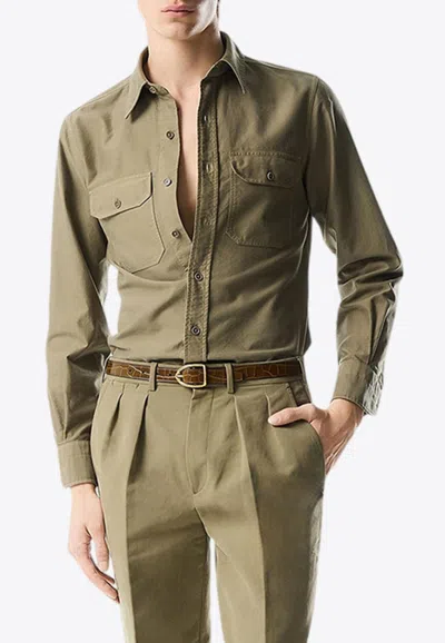 Tom Ford Long-sleeved Shirt In Khaki