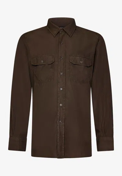 Tom Ford Long-sleeved Shirt In Military Green